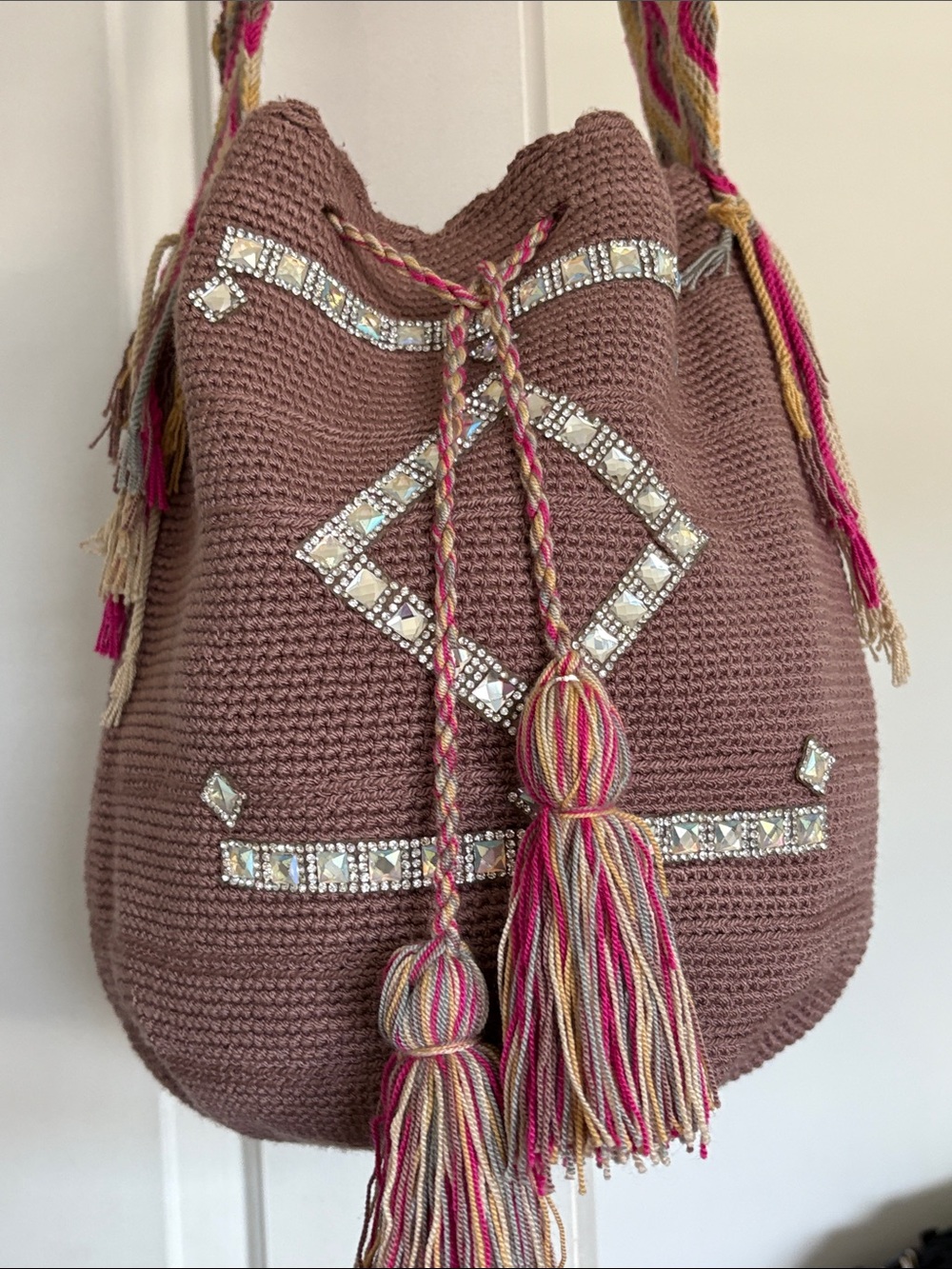 Handmade Beaded Bucket Bag